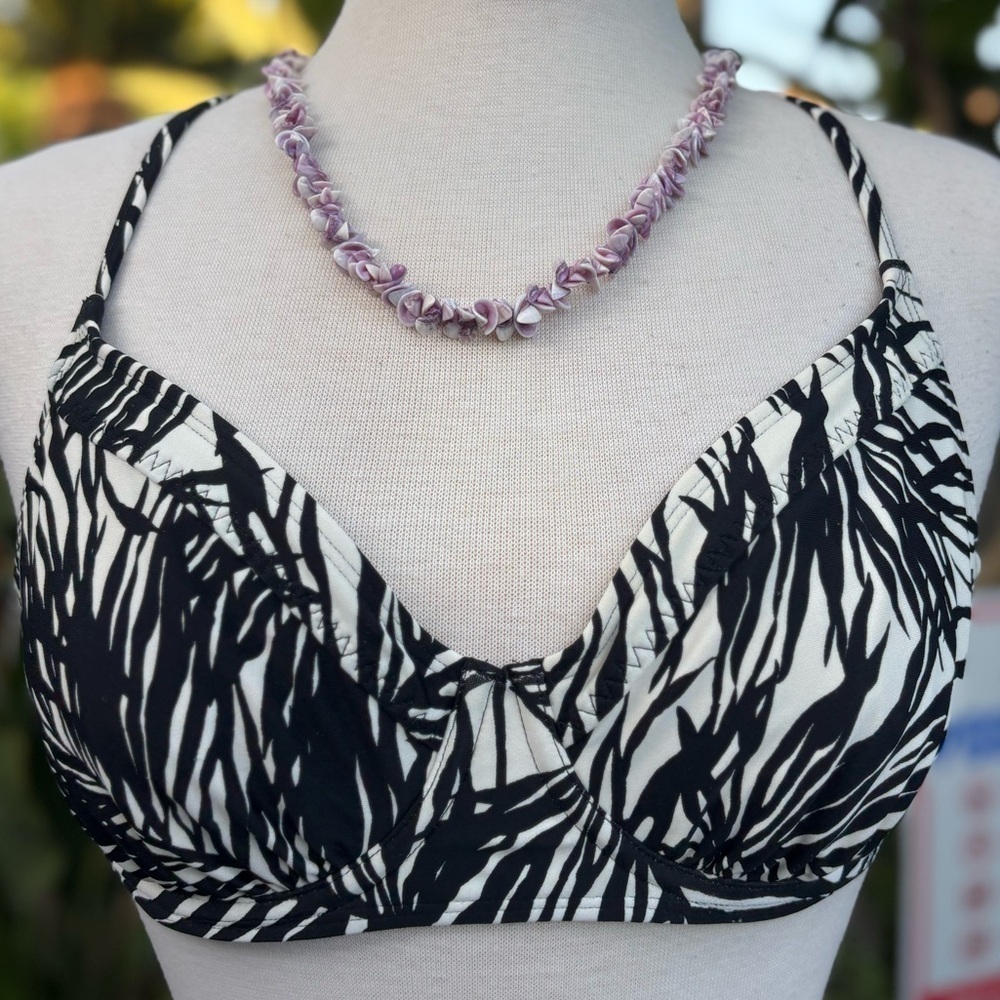 Athleta Palms Kaimana Black and White Underwire Bikini Top Size 36 B/C